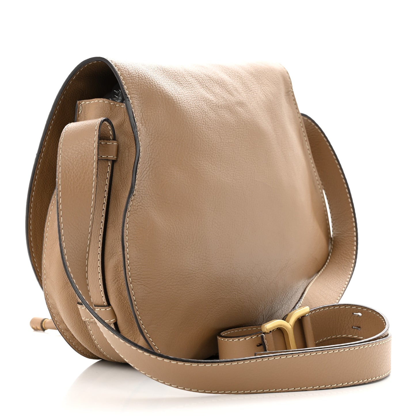 Calfskin Medium Marcie Round Crossbody Bag Nut