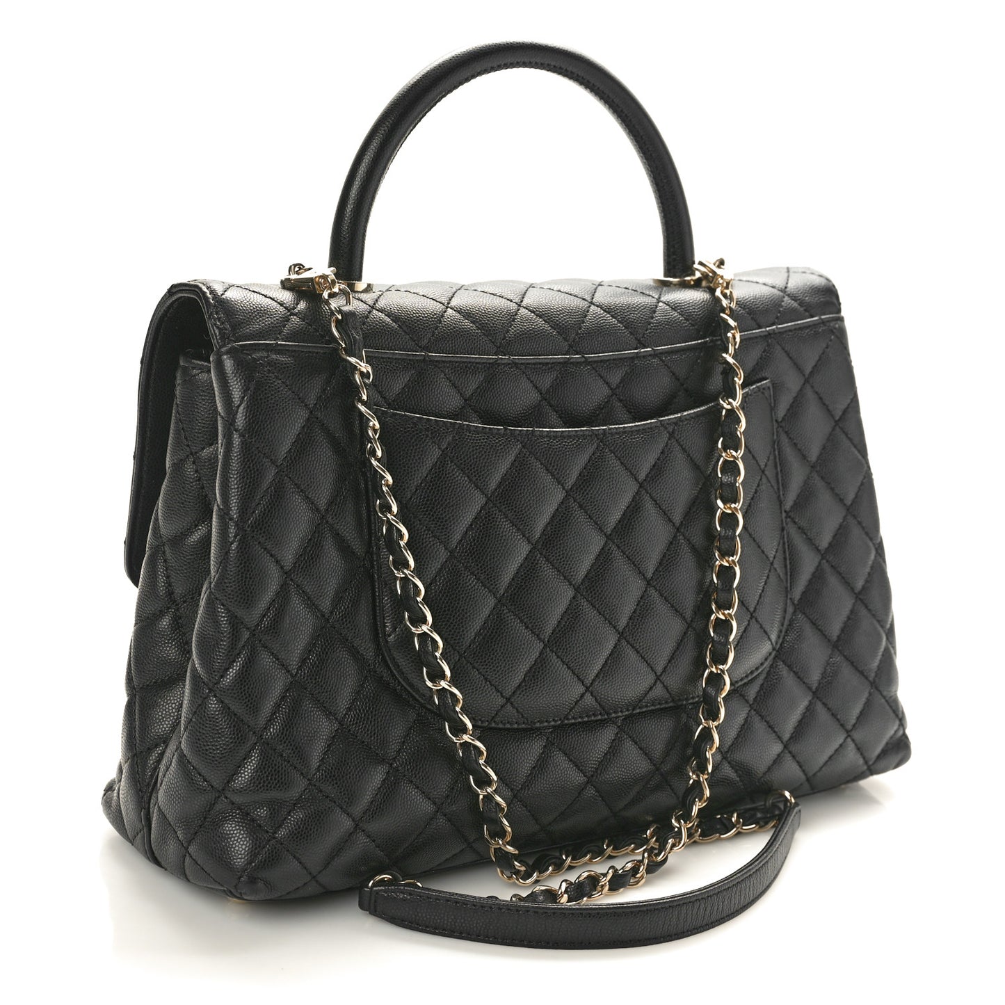 Caviar Quilted Medium Coco Handle Flap Black