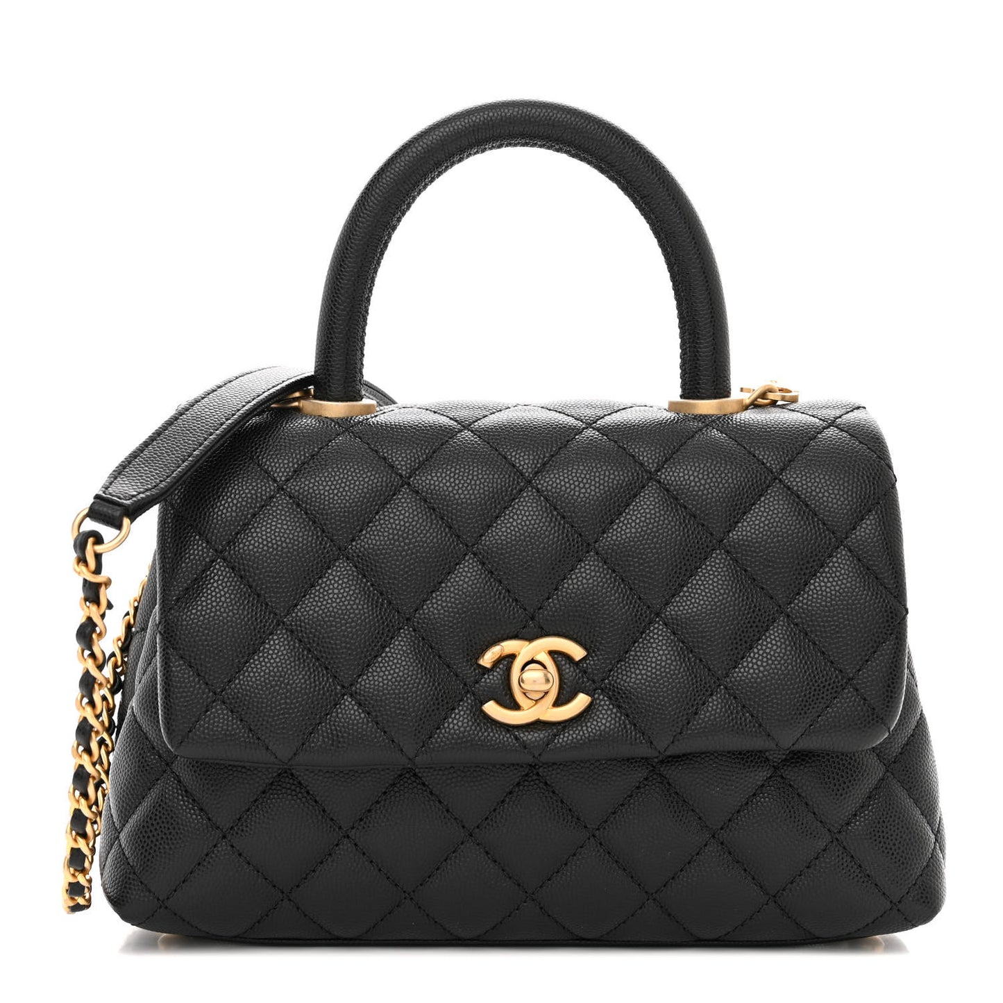 Caviar Quilted Mini Coco Handle Flap Black