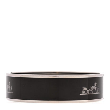 Hermes Enamel Printed Caleche Wide Bracelet Black 3 of 5