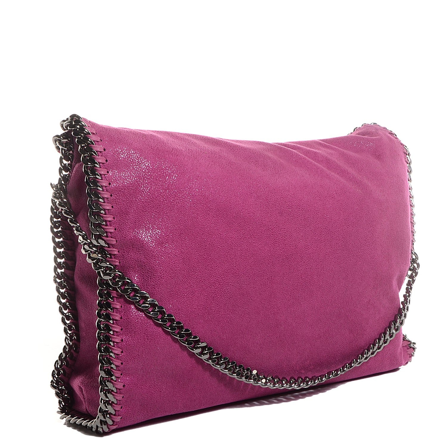 Stella McCartney Faux Leather Shaggy Deer Falabella Small Fold Over Tote Pink 3 of 7