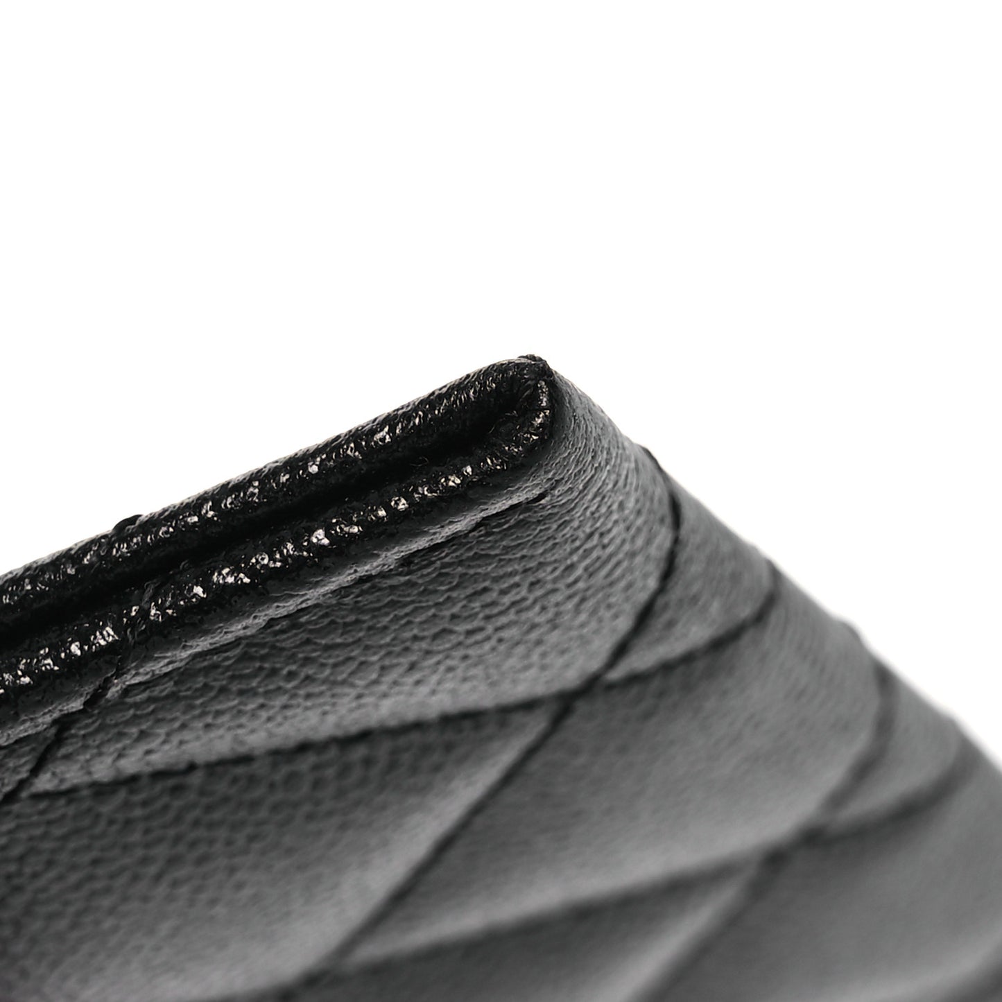 Caviar Quilted Studded CC Card Holder Black