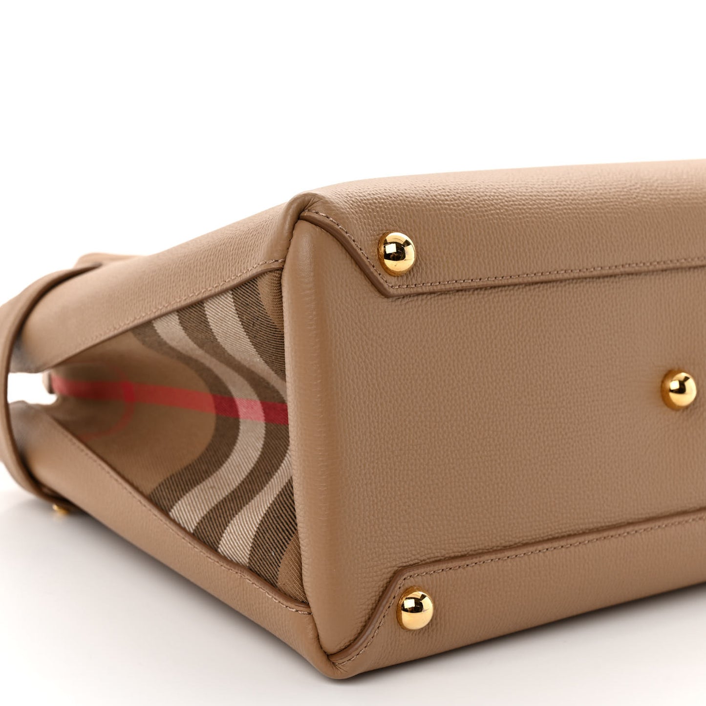 Derby Calfskin House Check Medium Banner Tote Camel