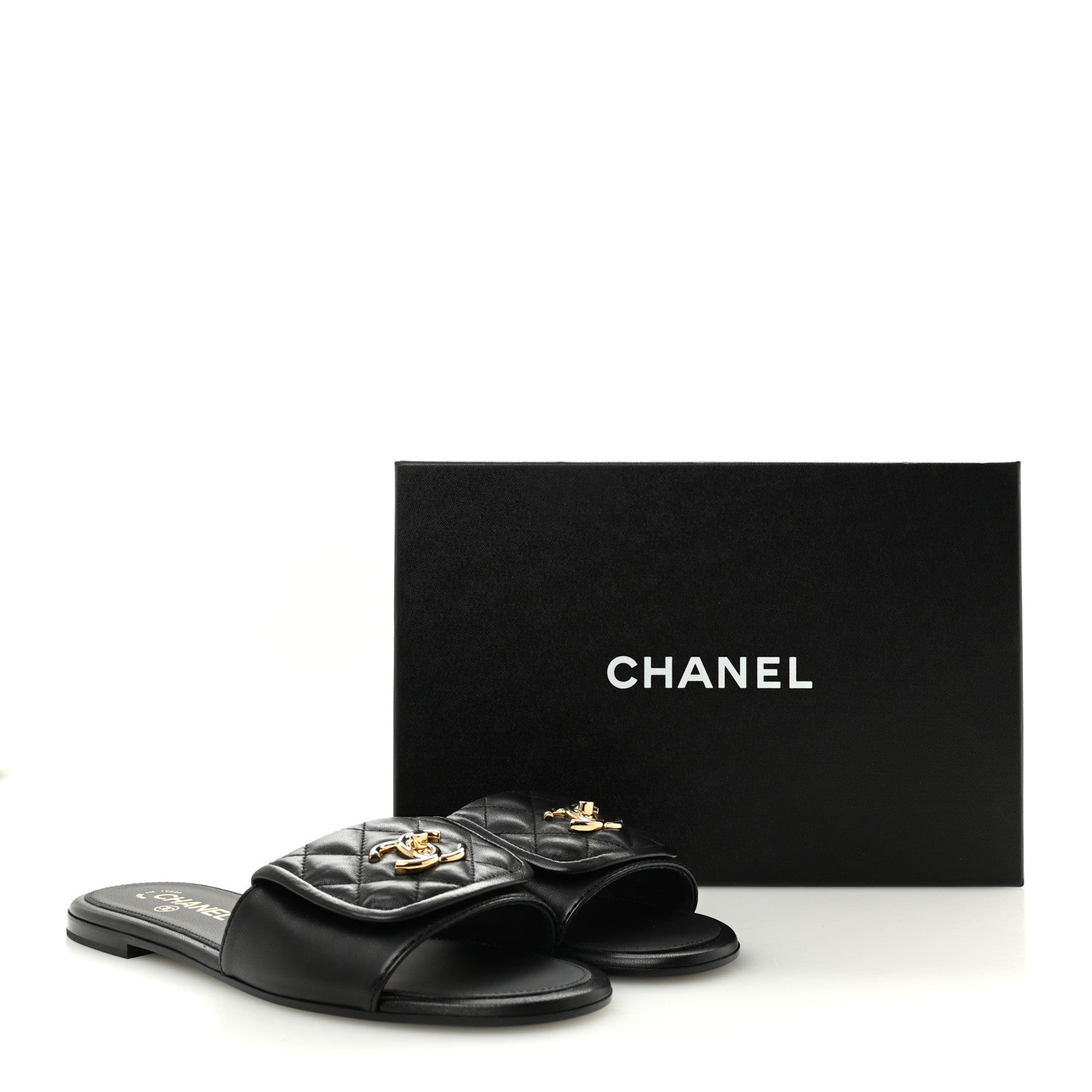 Chanel Lambskin Quilted Turnlock Flat Mules 39 Black 39.5 Black 10 of 10