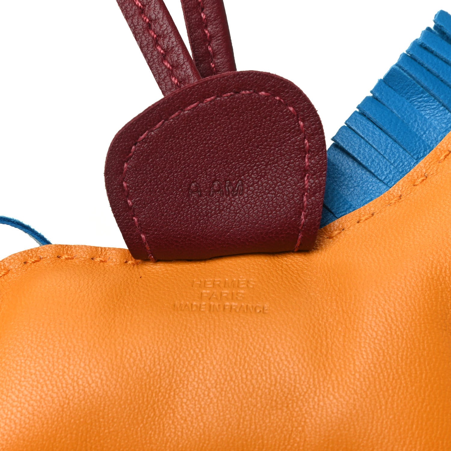 Hermes Milo Lambskin Grigri Rodeo Horse Bag Charm MM Jaune D'Or Bleu Zanzibar Rouge H 3 of 4