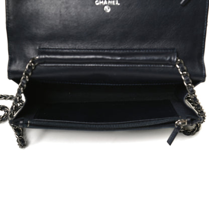 Chanel Aged Calfskin Quilted Reissue Wallet On Chain WOC Navy 5 of 15