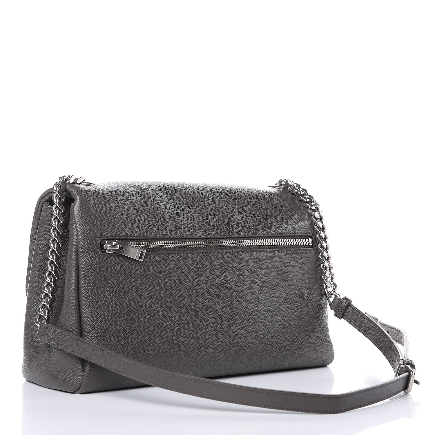 Saint Laurent Grain De Poudre Medium West Hollywood Monogram Fold-Over Earth 3 of 8