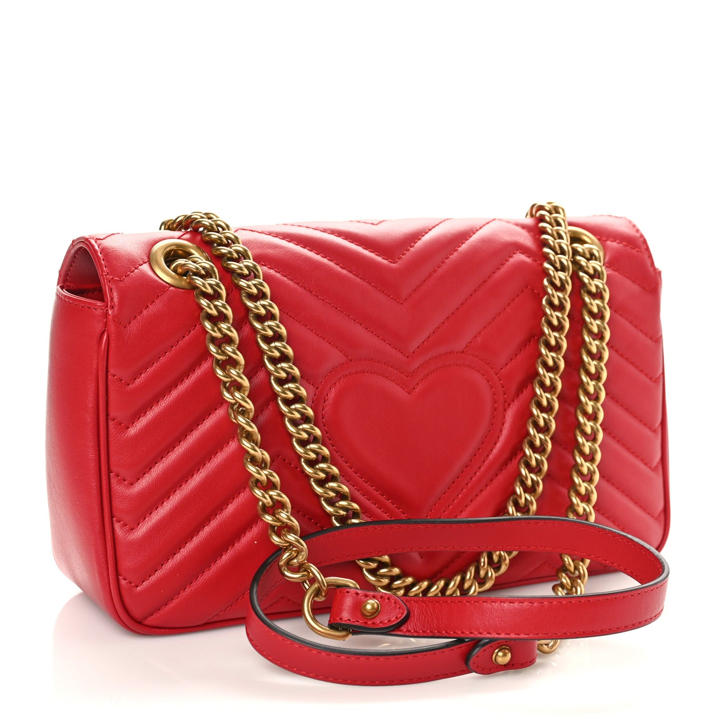 Calfskin Matelasse Small GG Marmont Shoulder Bag Hibiscus Red