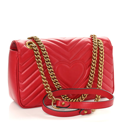 Gucci Calfskin Matelasse Small GG Marmont Shoulder Bag Hibiscus Red 3 of 9