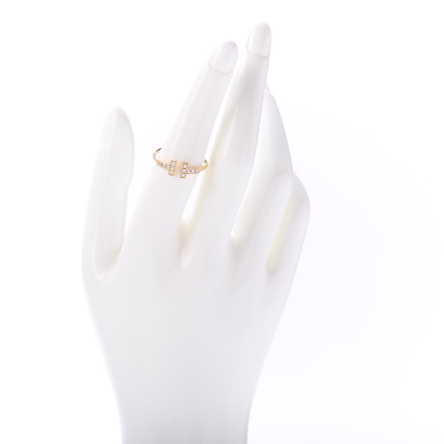 18K Yellow Gold Diamond T Wire Ring 53 6.5