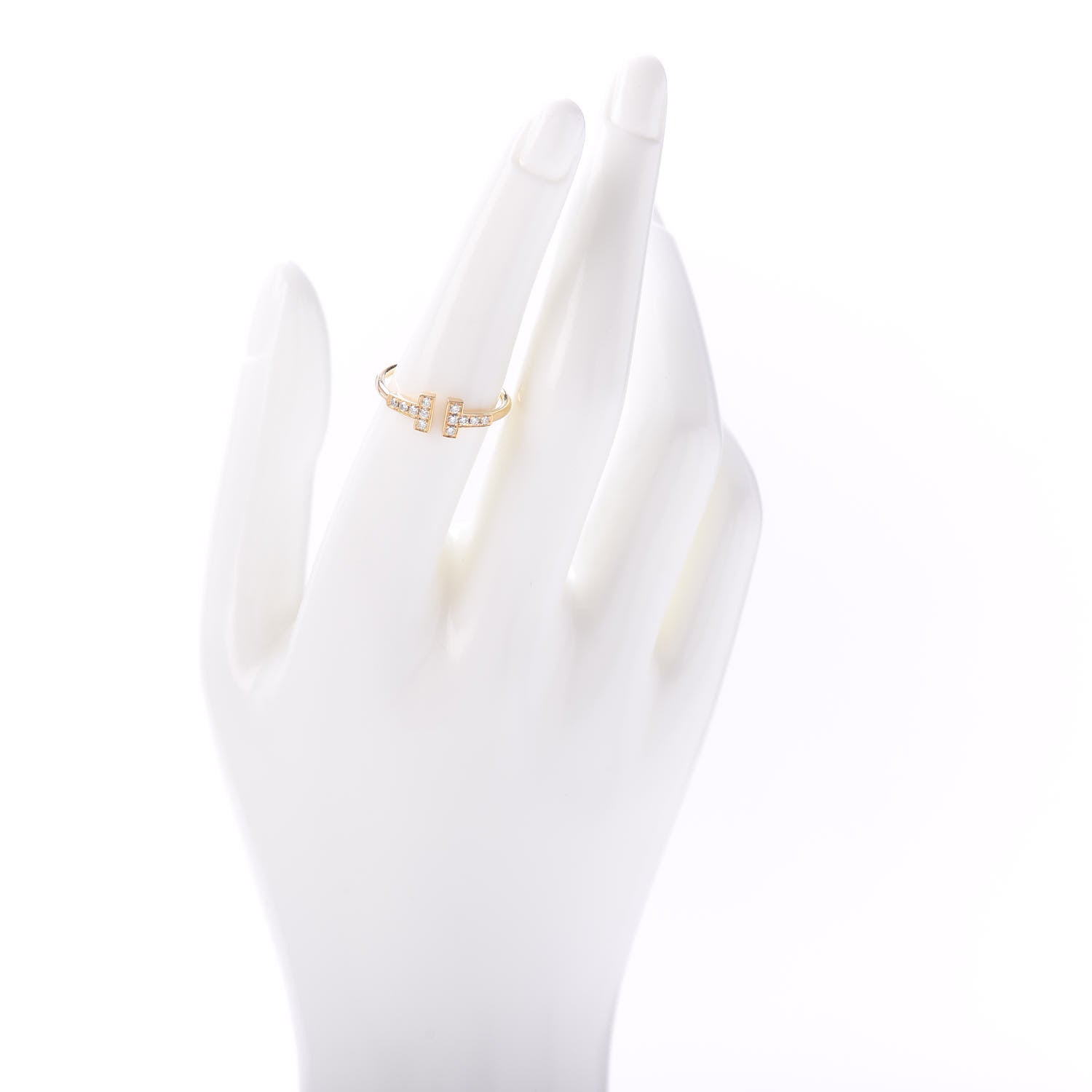Tiffany 18K Yellow Gold Diamond T Wire Ring 53 6.5 2 of 6