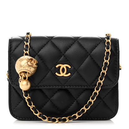 Chanel Lambskin Quilted Pearl Crush Clutch With Chain Black 1 of 10