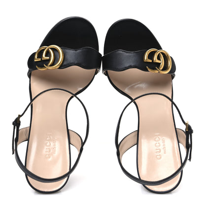 Gucci Lifford Calfskin GG Marmont Ankle Wrap 105mm Sandals 37 Black 2 of 10