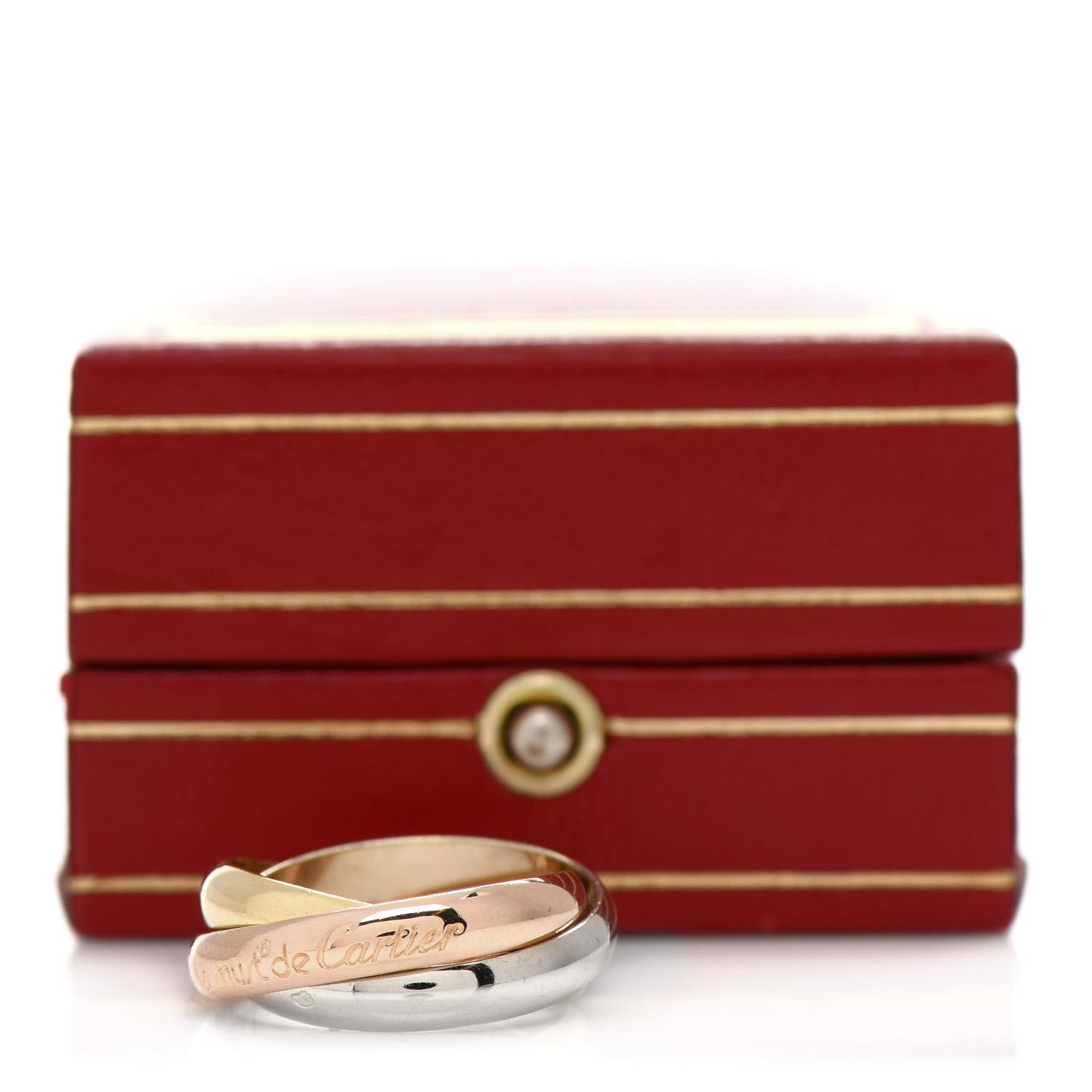 18K Pink Yellow White Gold Classic Les Must De Cartier Trinity Ring 53 6.25