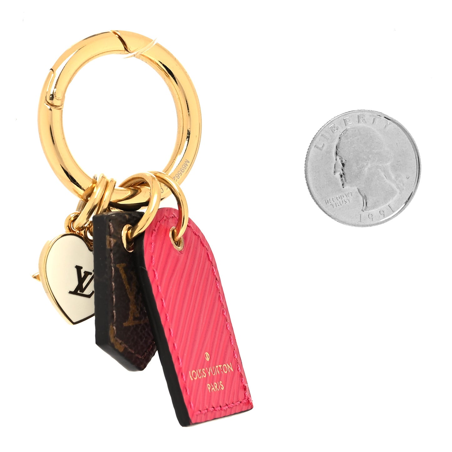 Monogram Fetish Lug Tag Bag Charm Fuschia