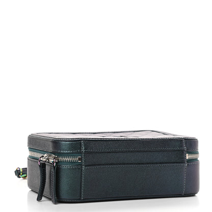 Chanel Iridescent Caviar Quilted Medium CC Filigree Vanity Case Dark Turquoise 4 of 9
