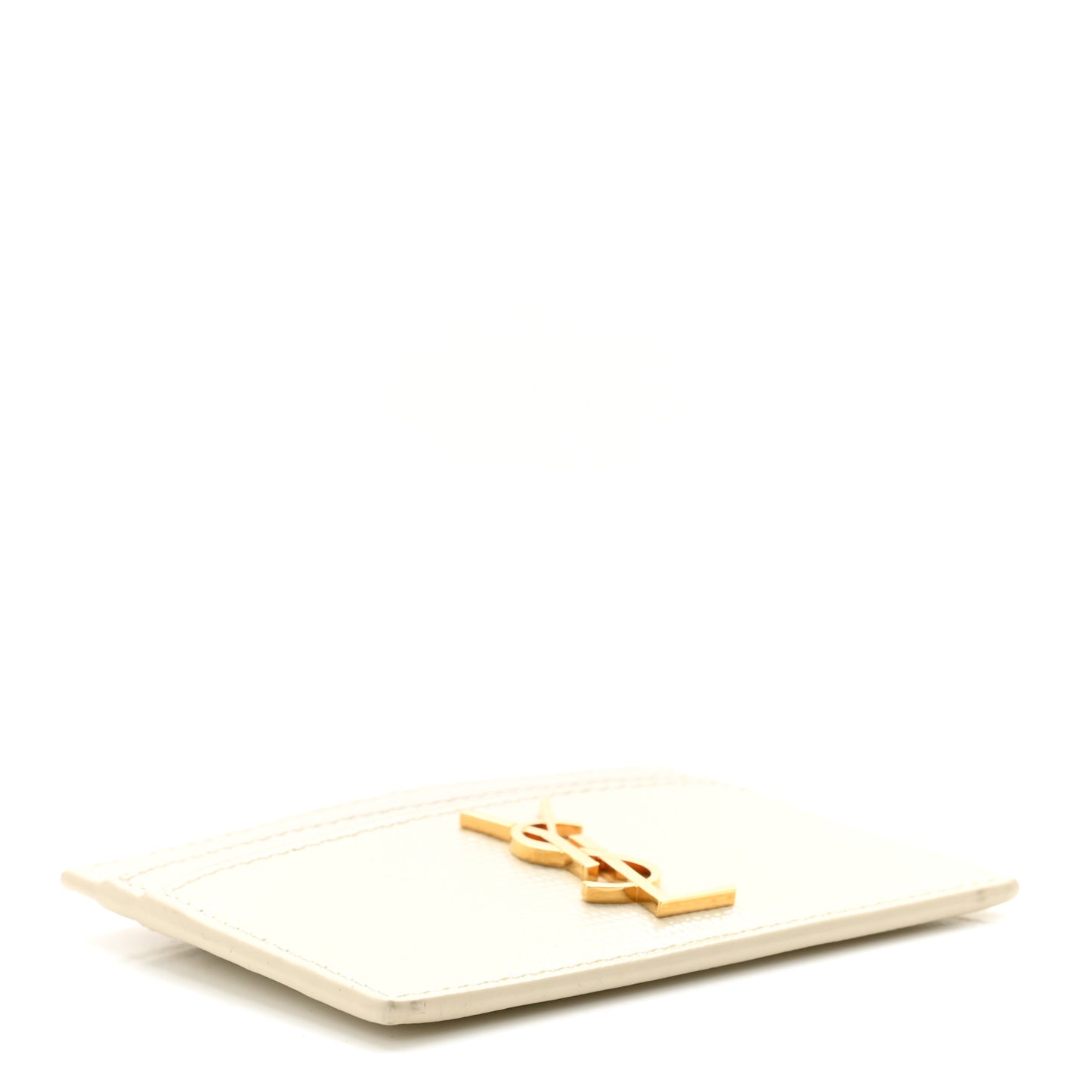 Lizard Embossed Monogram Credit Card Case Crema Soft