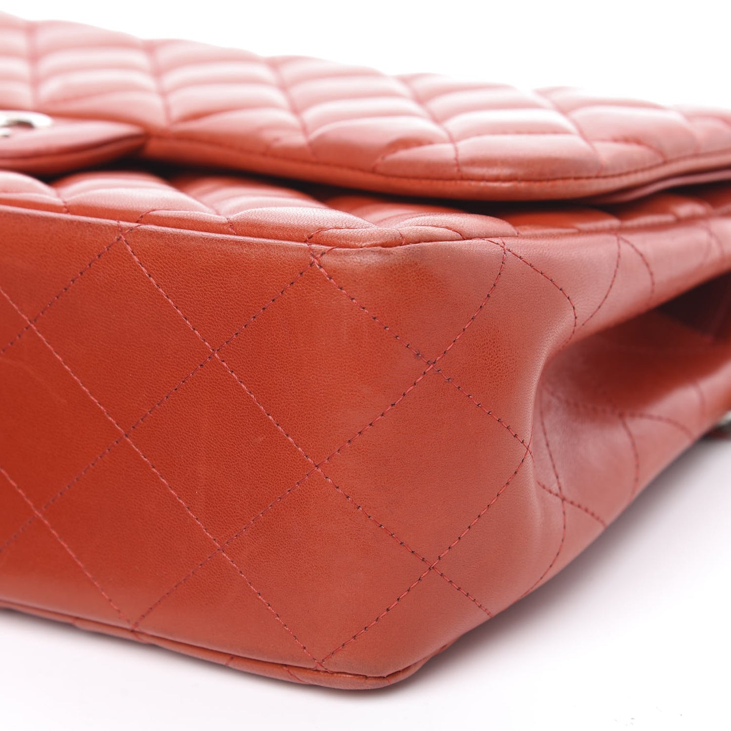 Lambskin Quilted Jumbo Double Flap Red