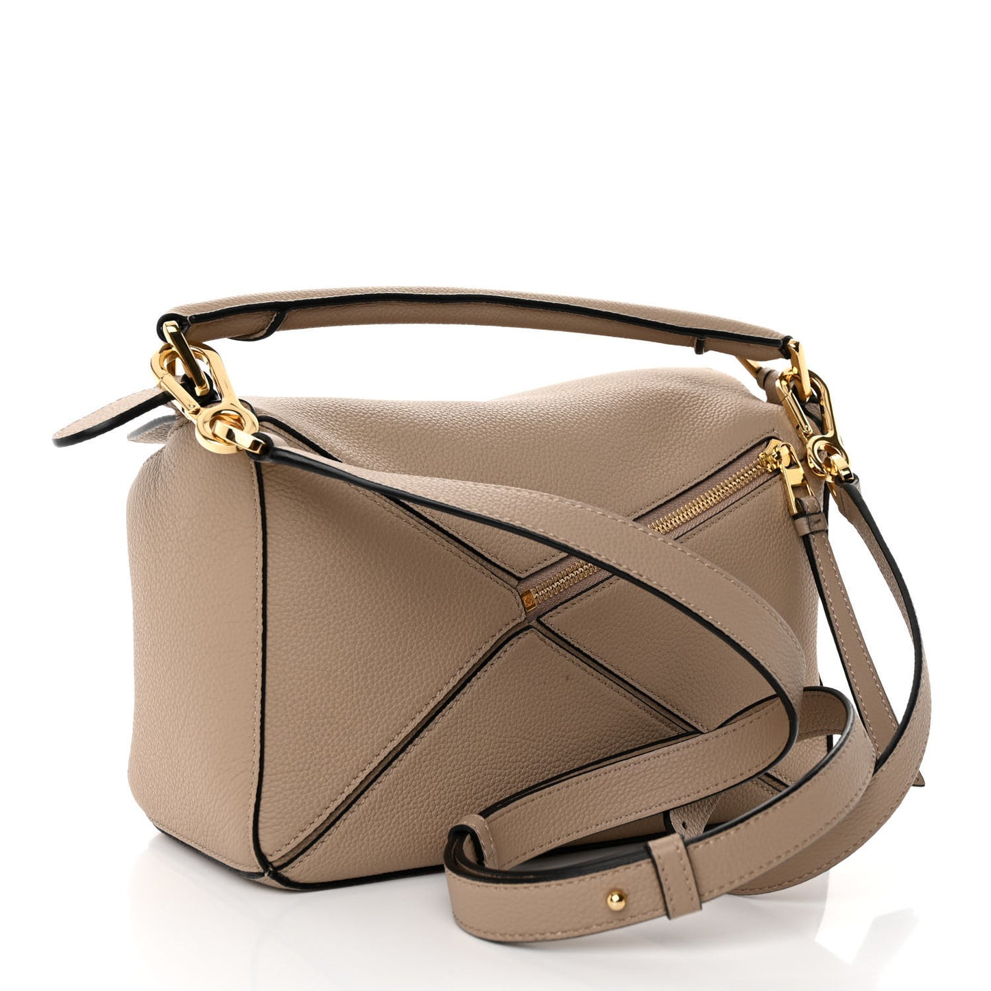 Grained Calfskin Small Puzzle Bag Sand
