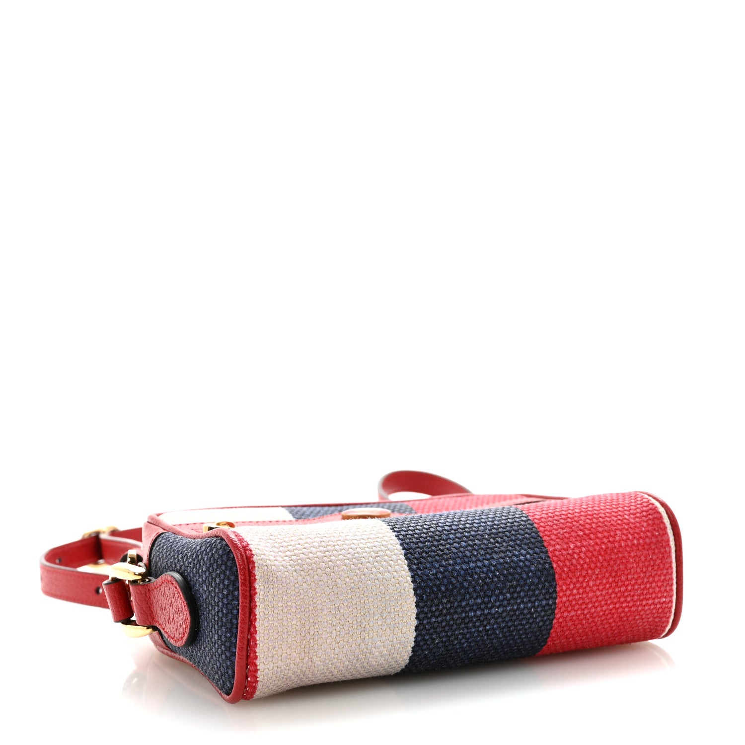 Gucci Canvas Sylvie Stripe Mini Ophidia Camera Bag Mystic White Hibiscus Red Maritime 3 of 9