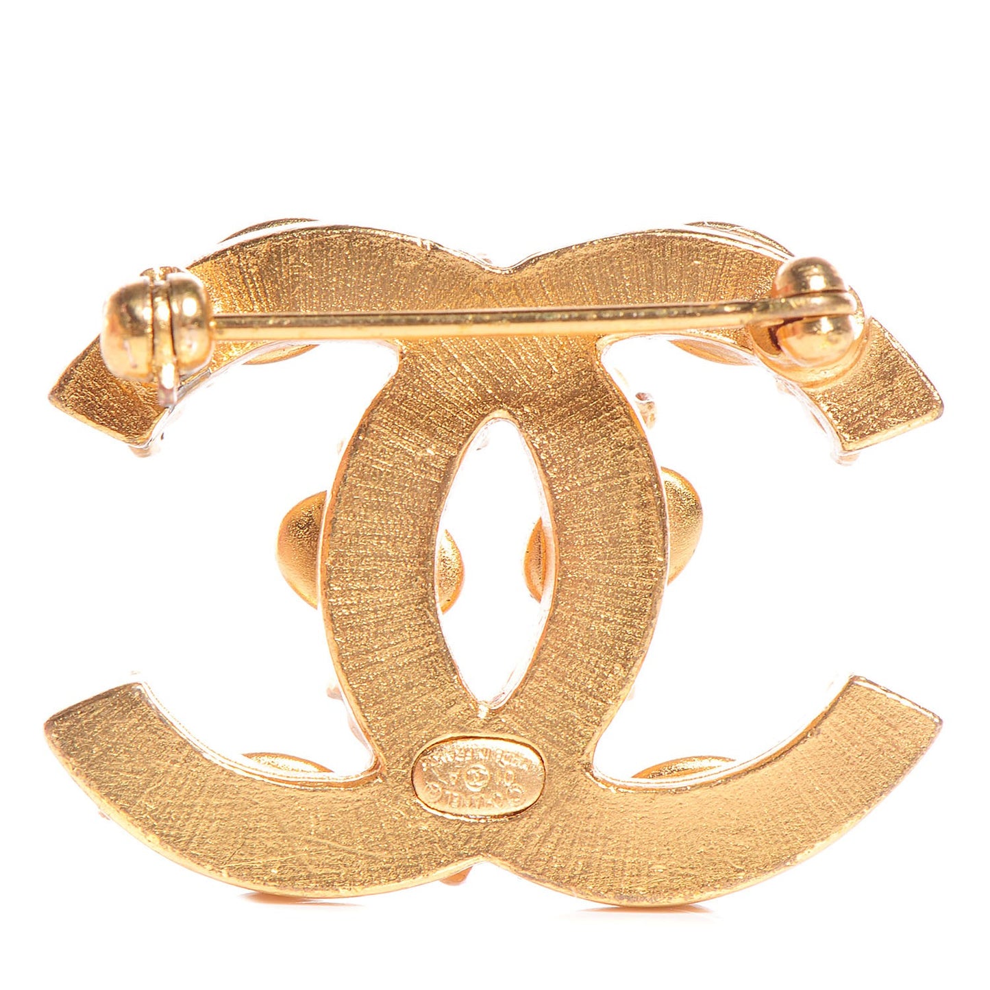 Gripoix Poured Glass CC Brooch Gold