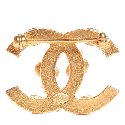 Chanel Gripoix Poured Glass CC Brooch Gold 3 of 4