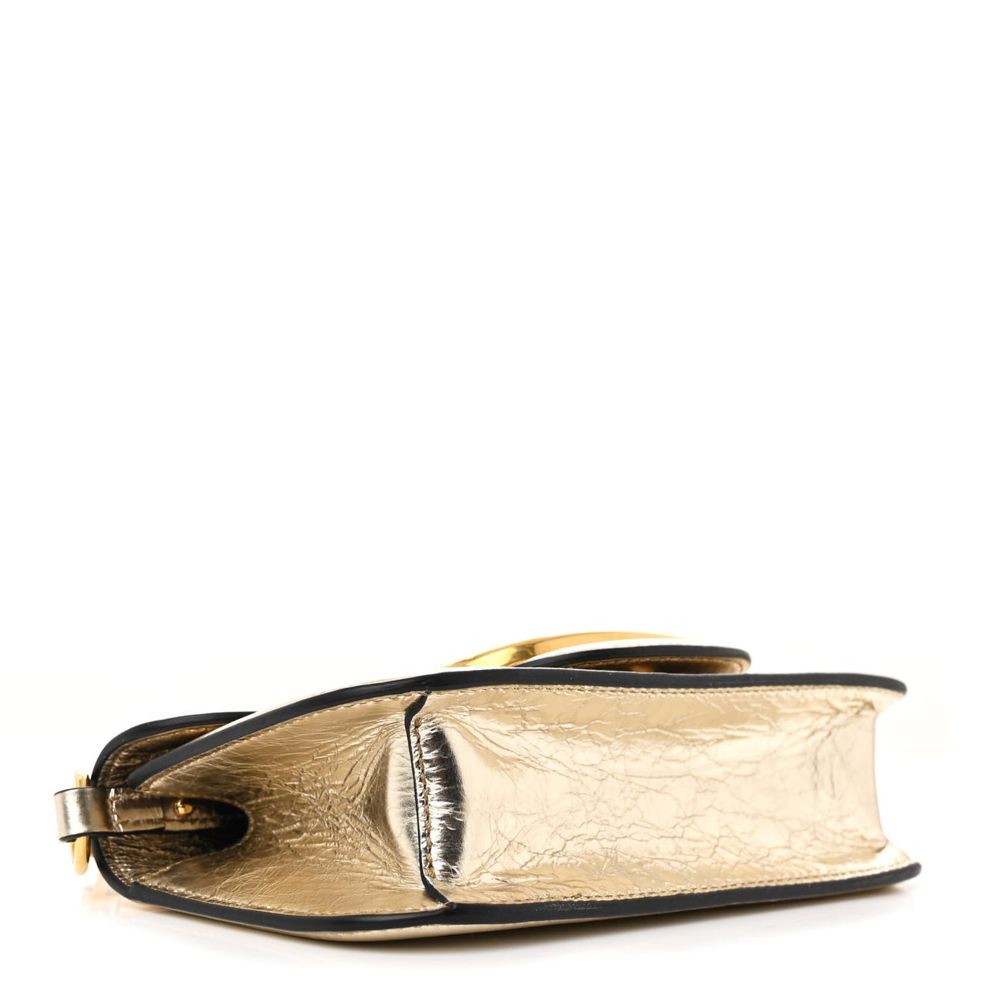 Metallic Crackle Effect Calfskin Vlogo Small Loco Shoulder Bag Platino