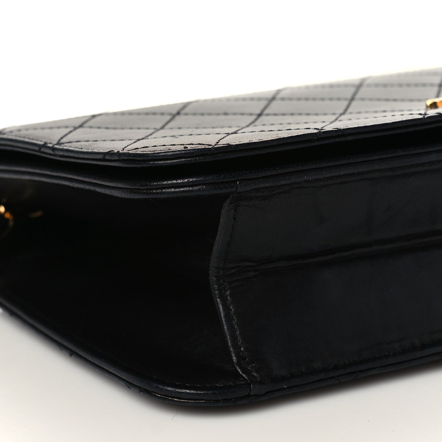 Lambskin Quilted Small Single Flap Black