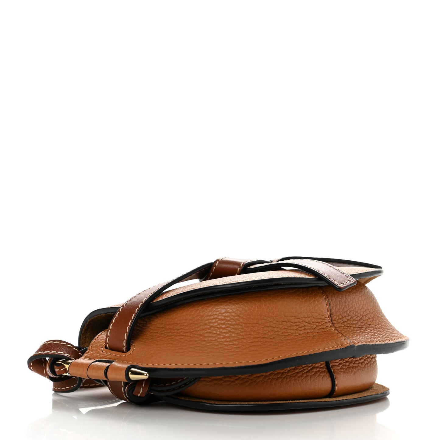 Grained Calfskin Mini Gate Crossbody Bag Caramel Pecan