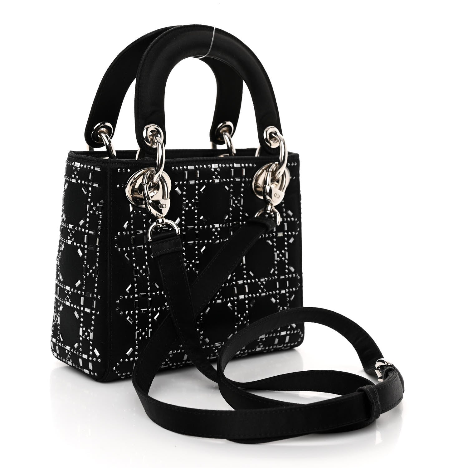 Christian Dior Satin Crystal Cannage Mini Lady Dior Black 3 of 10