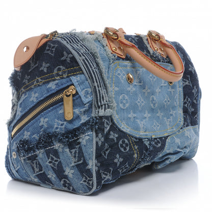 Louis Vuitton Denim Patchwork Speedy 30 Blue 3 of 7