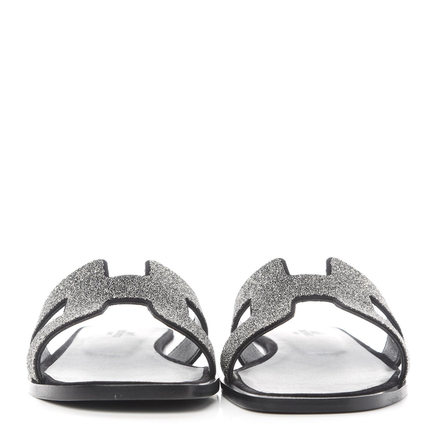 Suede Goatskin Crystal Powder Oran Sandals 37 Black