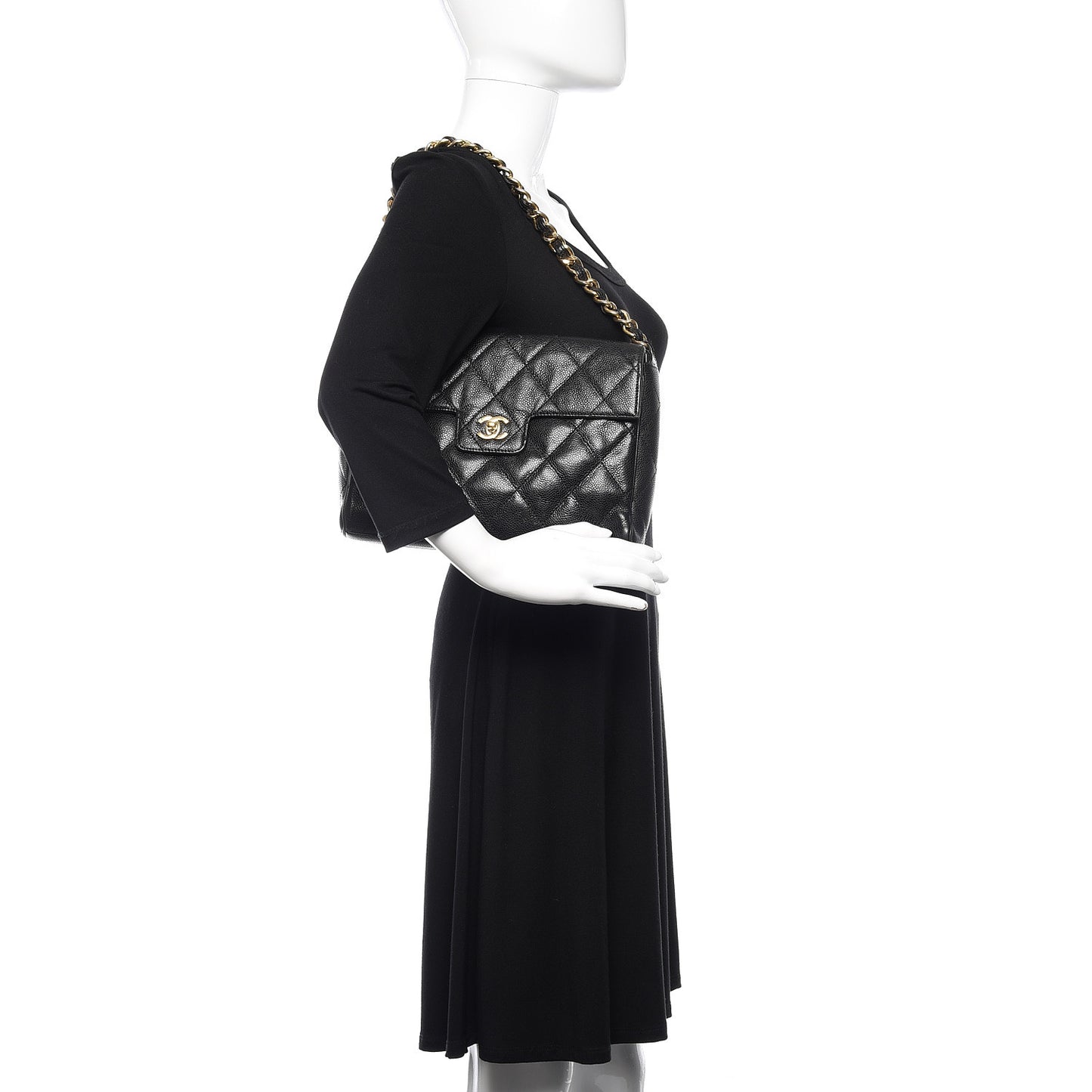 Caviar Quilted Medium Single Flap Black