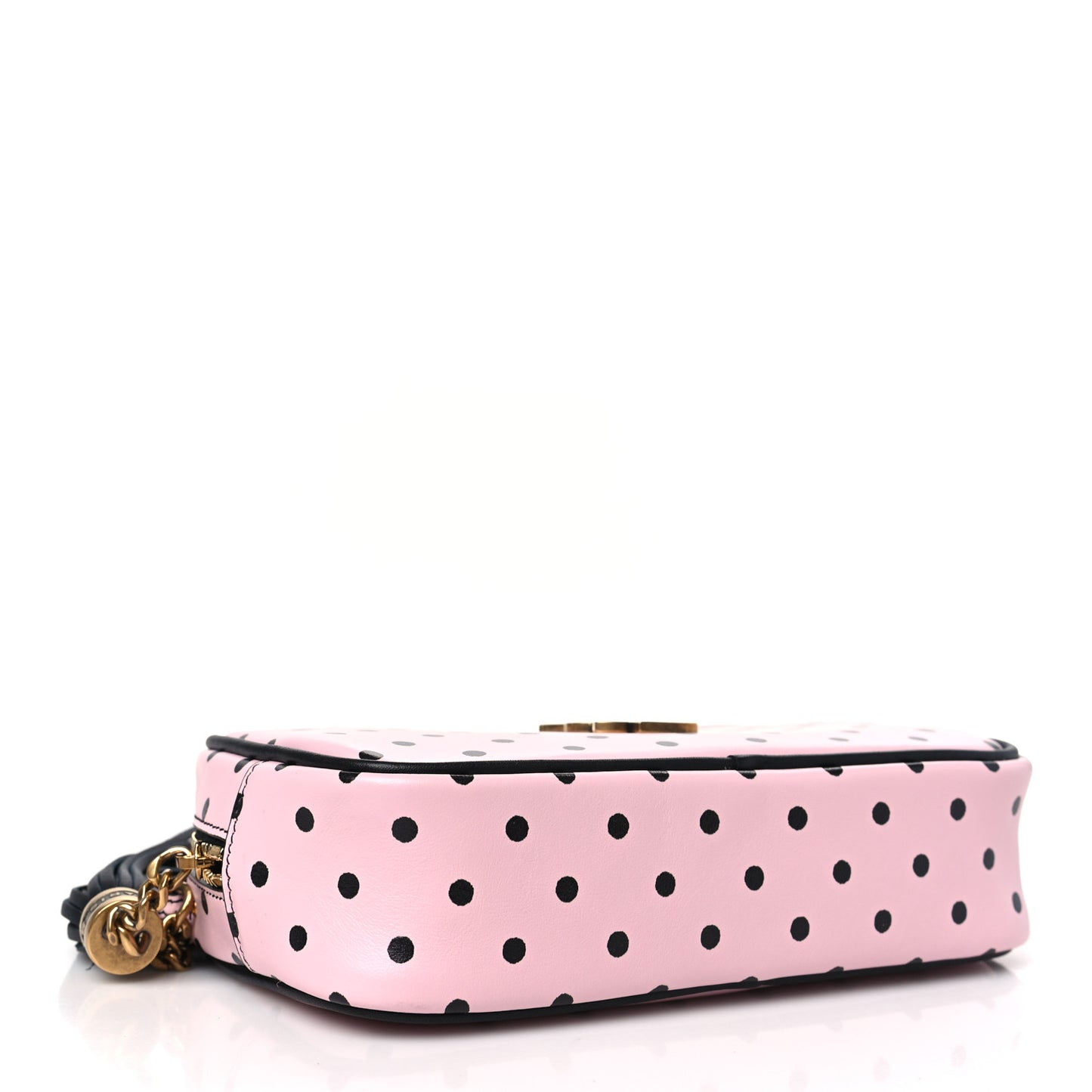 Calfskin Printed Polka Dot Mini Lou Camera Bag Pink Black