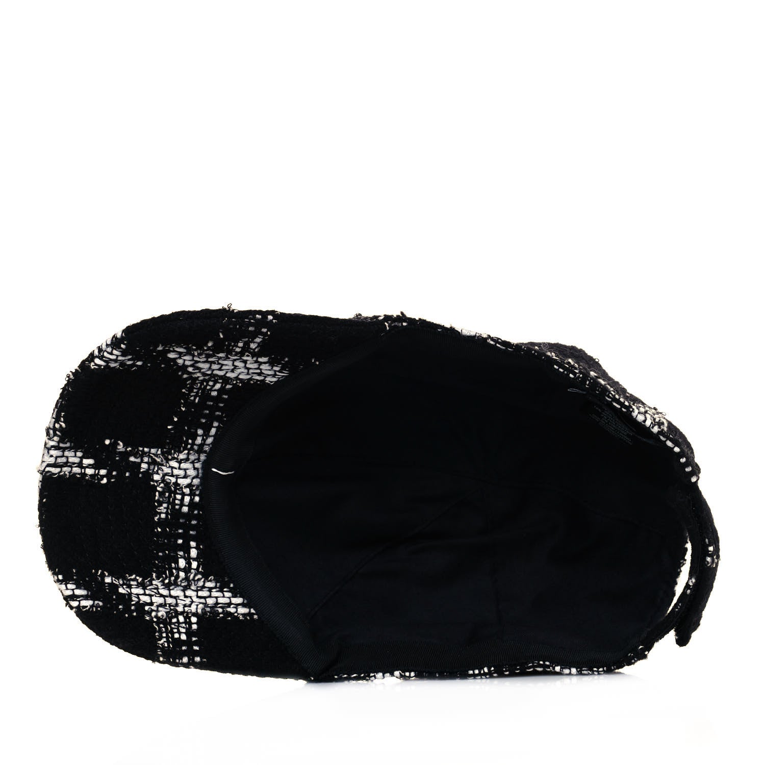 Chanel Tweed Cap Hat M Black White 6 of 7