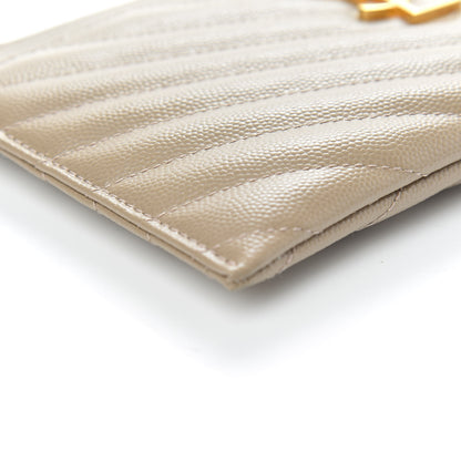Saint Laurent Grain De Poudre Chevron Monogram Bill Pouch Dune 8 of 10