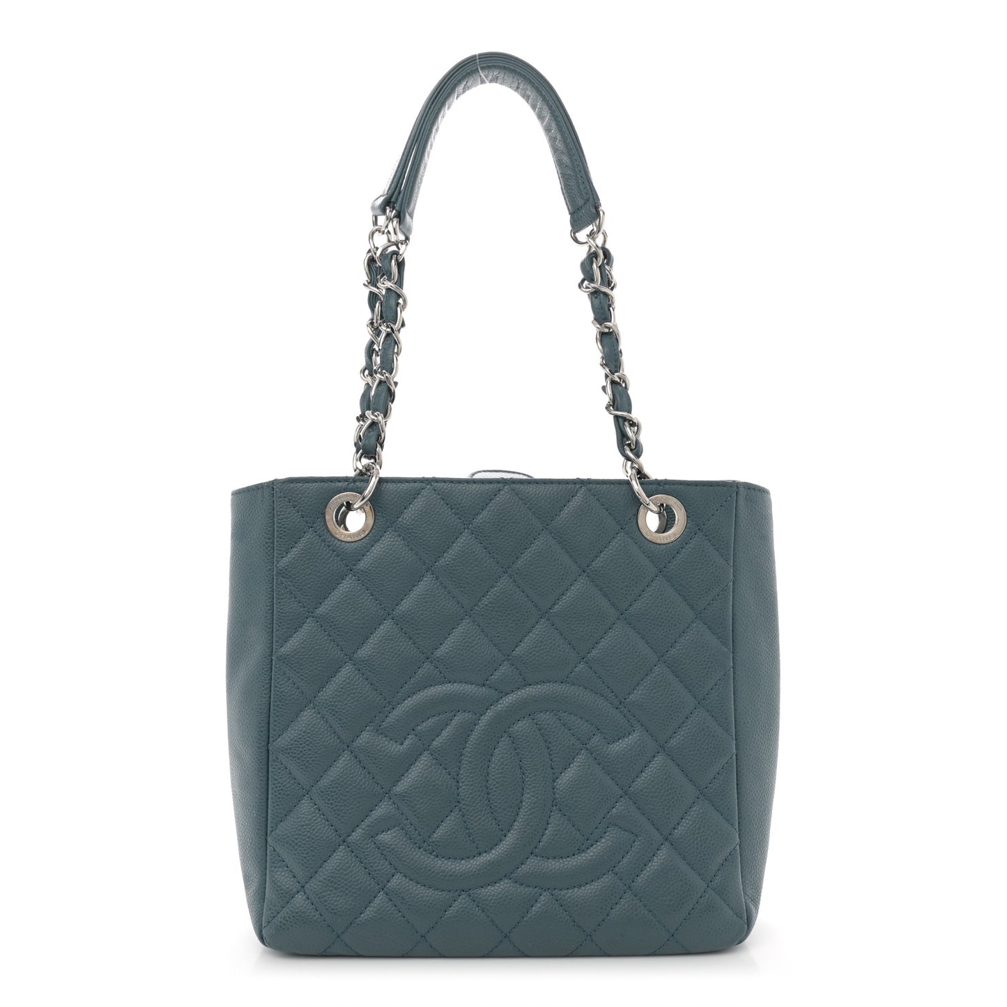 Caviar Quilted Petit Shopping Tote PST Blue