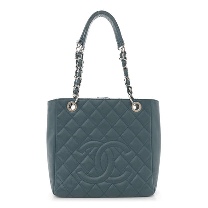 Chanel Caviar Quilted Petit Shopping Tote PST Blue 1 of 12