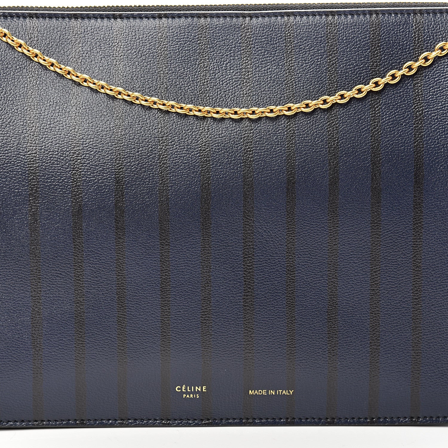 Celine Grained Calfskin Striped Tri-Fold Clutch Midnight 7 of 9