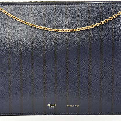 Celine Grained Calfskin Striped Tri-Fold Clutch Midnight 7 of 9