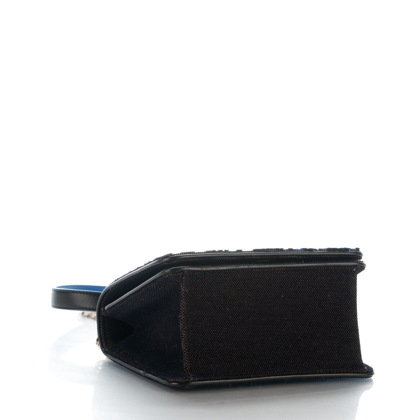 Velvet Crystal Small Diorama Club Flap Bag Navy Blue