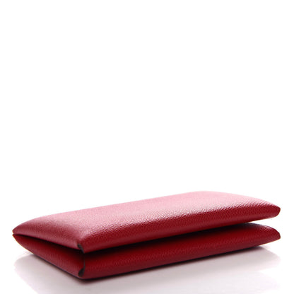 Hermes Madame Calfskin Calvi Card Case Rouge Piment 4 of 6