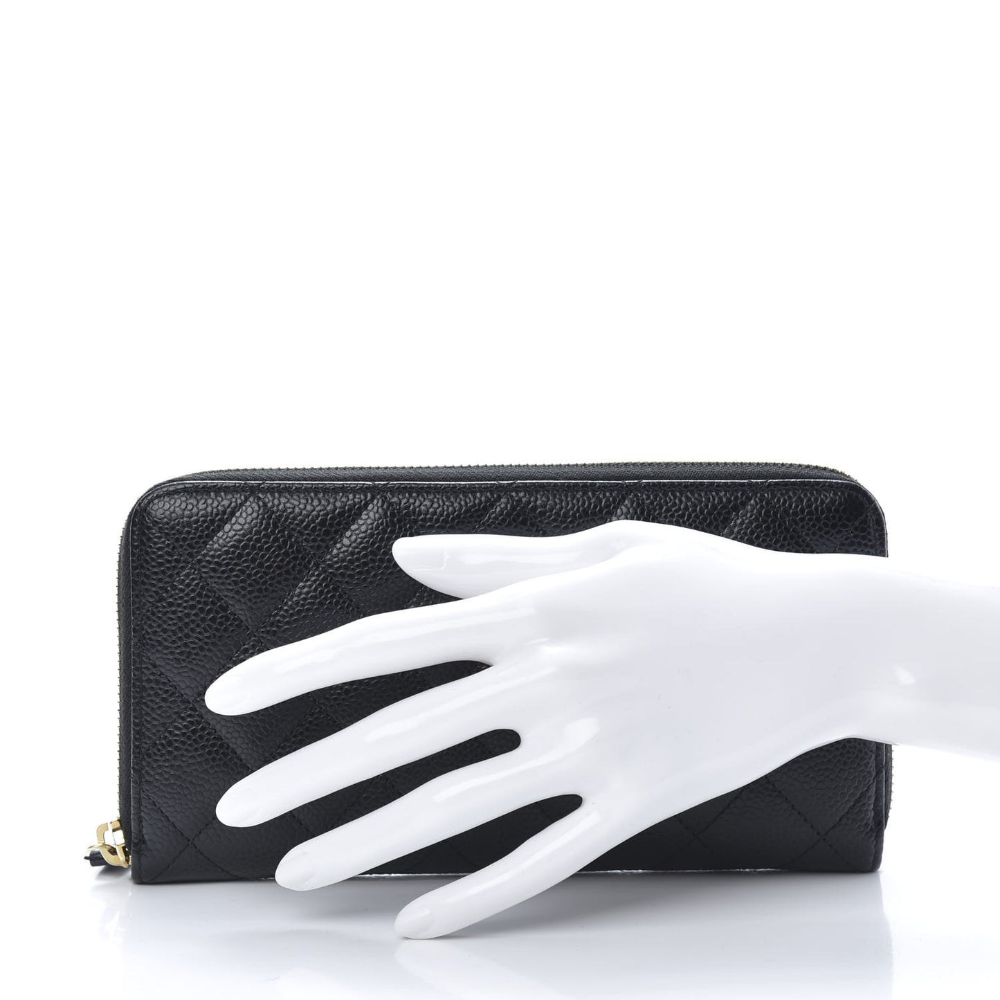 Caviar Quilted Large Gusset Zip Around Wallet Black