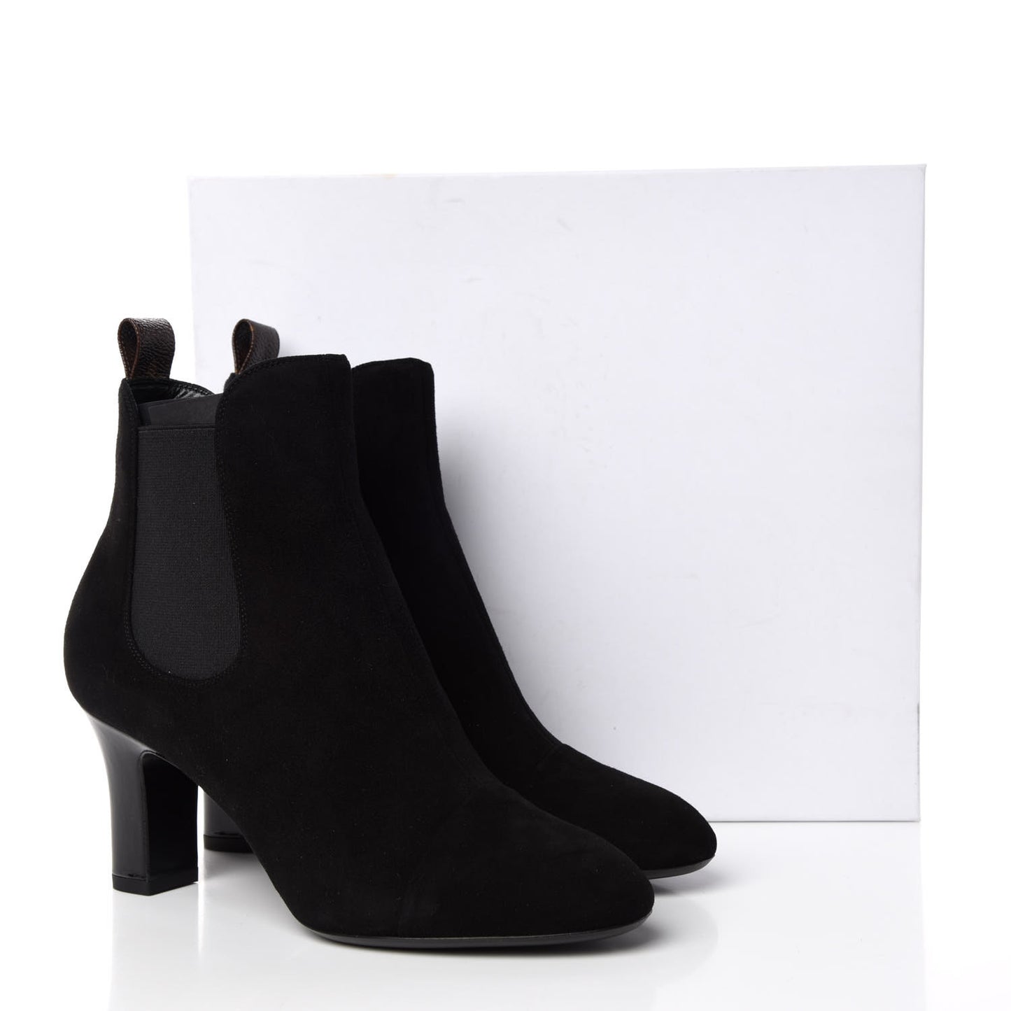 Suede Monogram Uniformes Cap Toe Chelsea 75mm Ankle Boots 38 Black