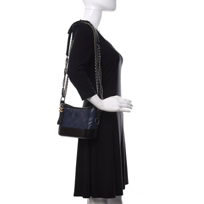 Chanel Aged Calfskin Quilted Small Gabrielle Hobo Navy Black 2 of 11