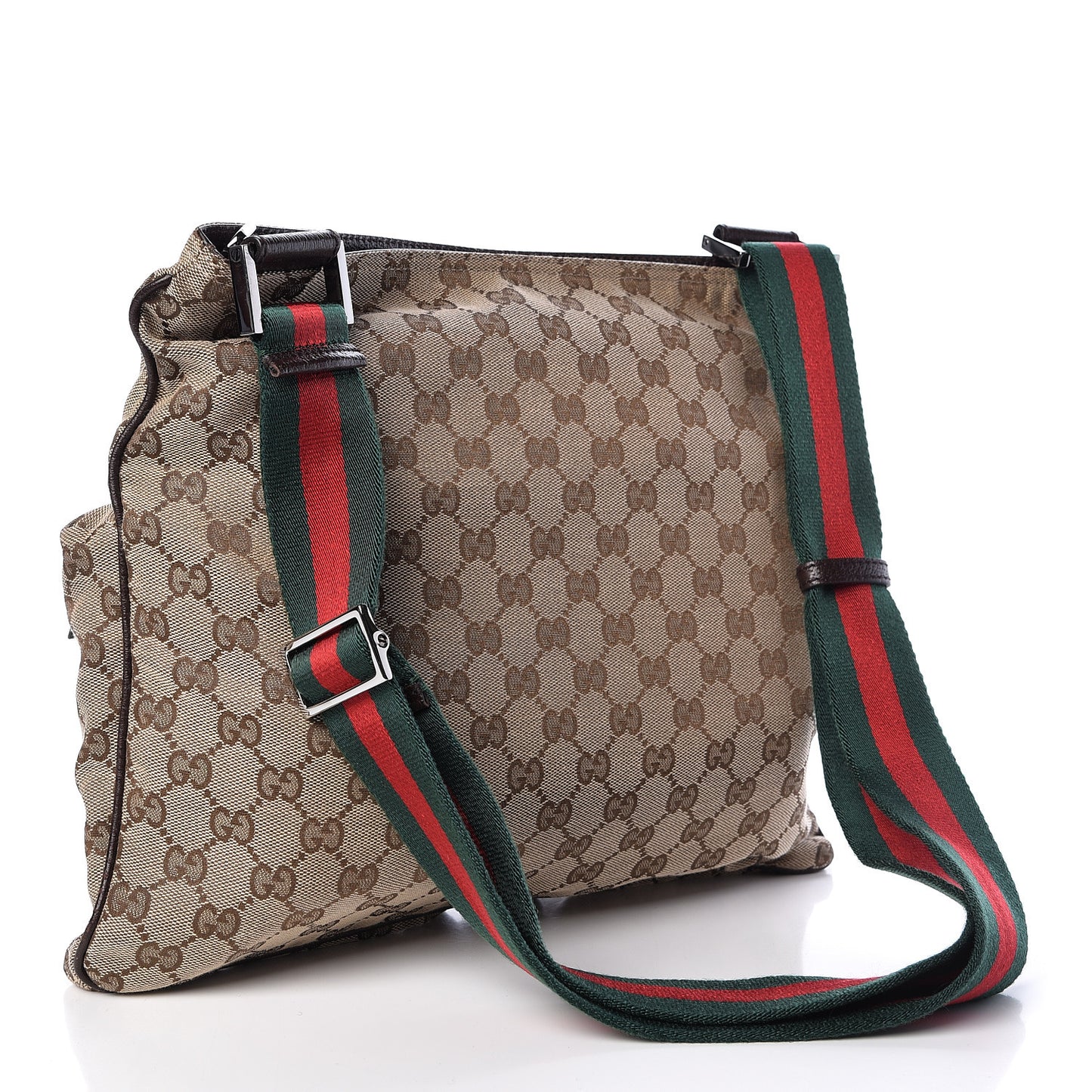 Monogram Web Medium Double Pocket Messenger Bag Dark Brown
