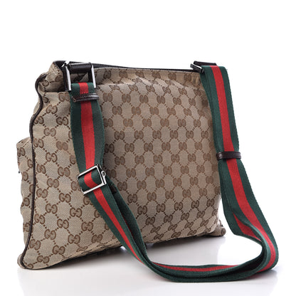 Gucci Monogram Web Medium Double Pocket Messenger Bag Dark Brown 3 of 10