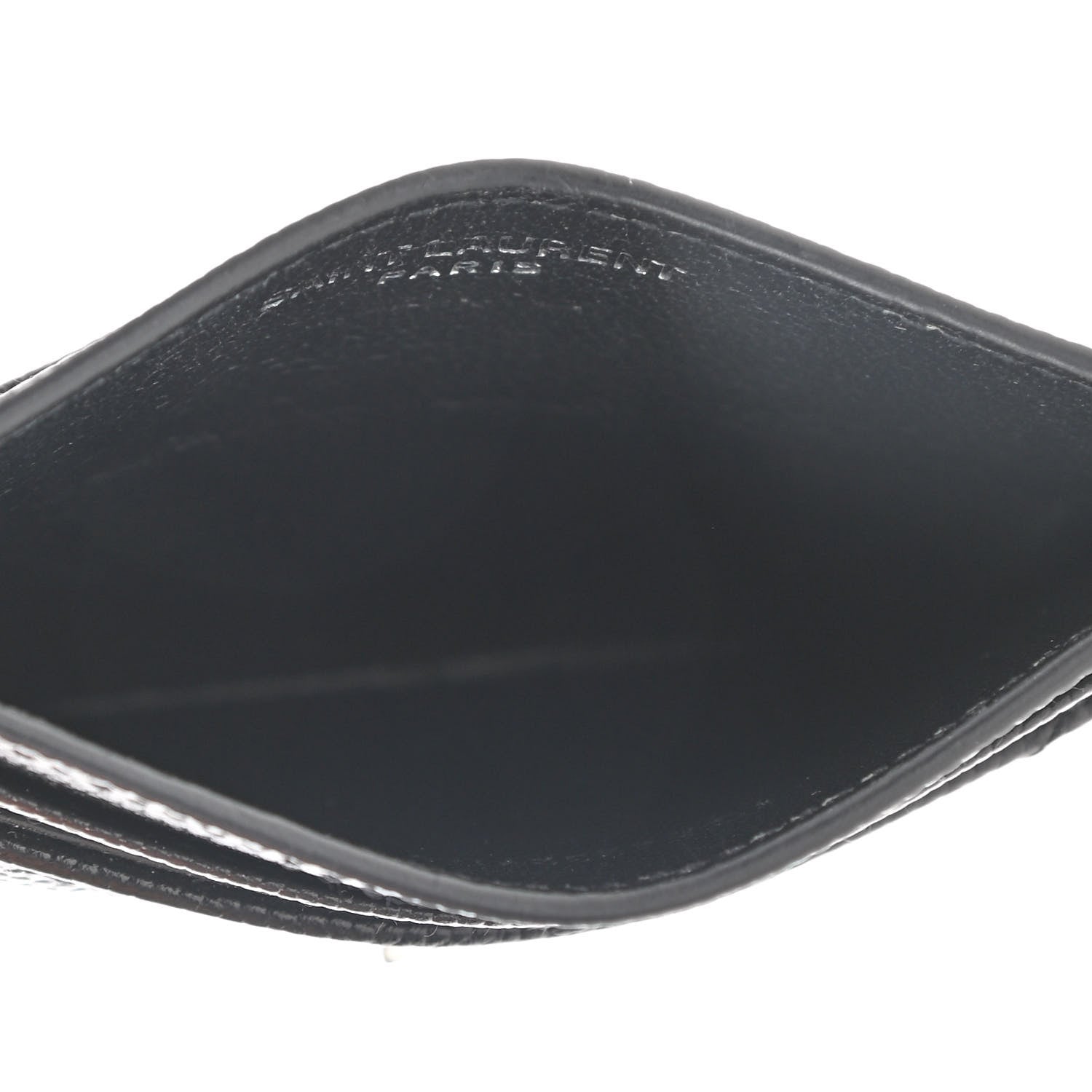 Saint Laurent Grain De Poudre Matelasse Chevron Monogram Credit Card Case Black 5 of 8