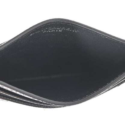 Saint Laurent Grain De Poudre Matelasse Chevron Monogram Credit Card Case Black 5 of 8