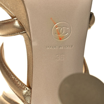 Chanel Laminated Lambskin Gladiator Sandals 36 Gold 6 of 8